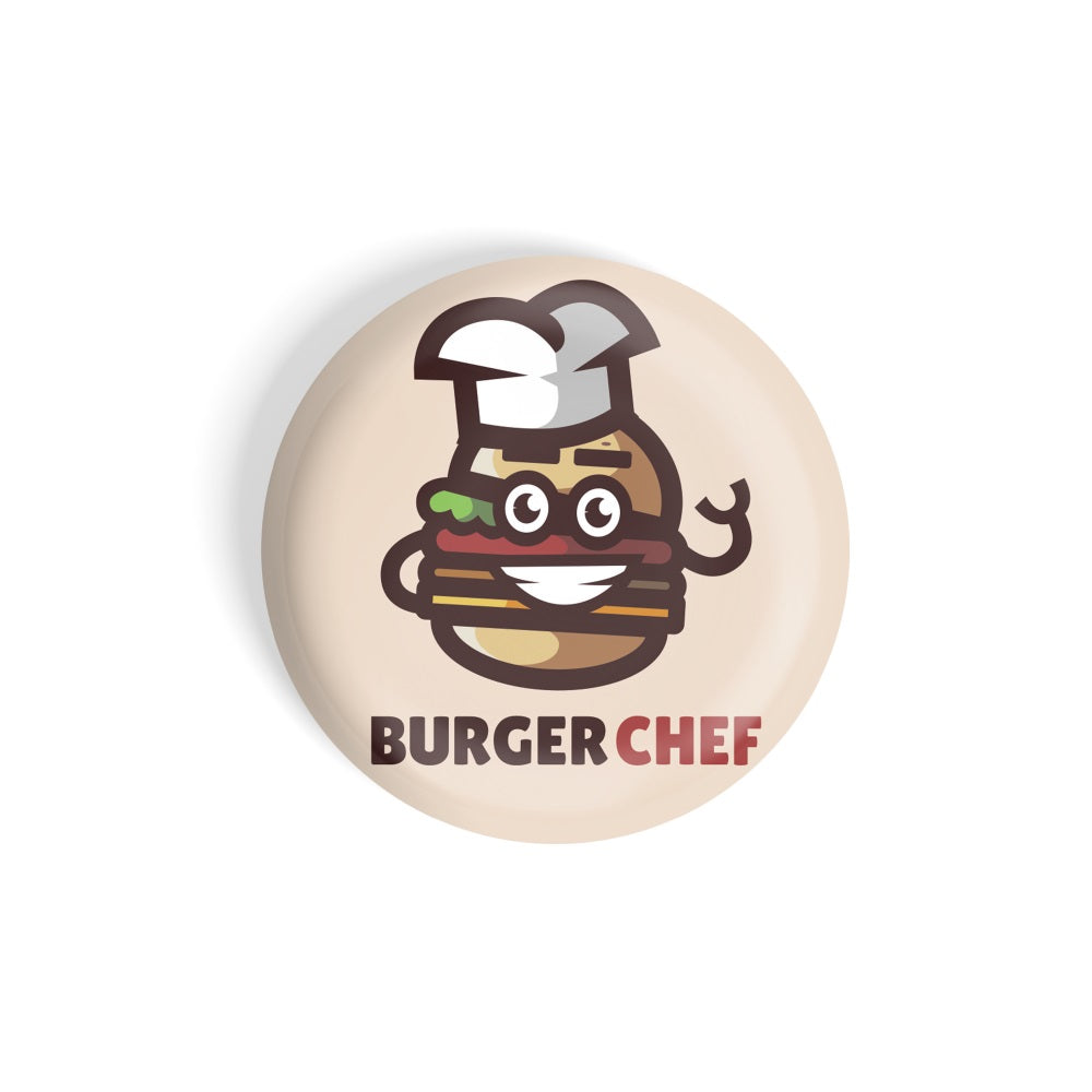 dhcrafts Round Fridge Magnet Multicolour Food Lovers Burger Chief Glossy Finish Design Pack of 1 (58 mm)